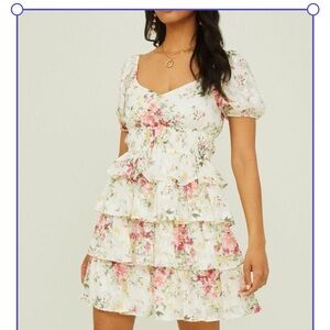 Altar'd State Floral Tiered Mini Dress